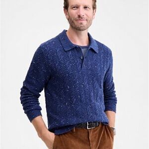 Men's Donegal Cable-Knit Polo Sweater